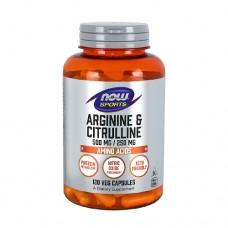 NOW FOODS Arginiin 500 mg ja tsitrulliin 250 mg (120 kapslit)